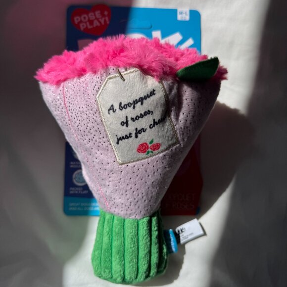 NWT BARK Boopquet of Roses Bouquet of Flowers Dog Toy, Pink & Green, M-L 20+ lbs - Picture 6 of 13